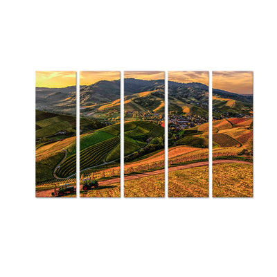DecorGlance Village View Canvas Wall Painting - With 5 Panel
