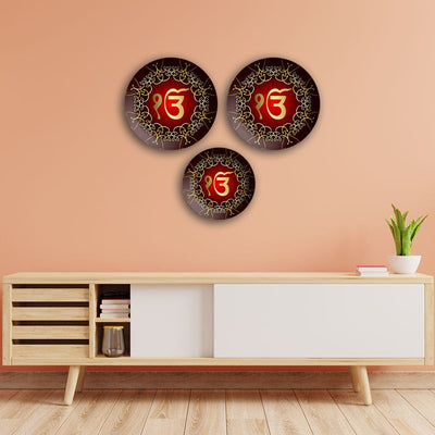 DecorGlance Wall accent Sikh Symbol Wall Plates Set of Three