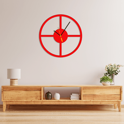 DECORGLANCE Wall Clocks Red Red Color Wooden Wall Clock