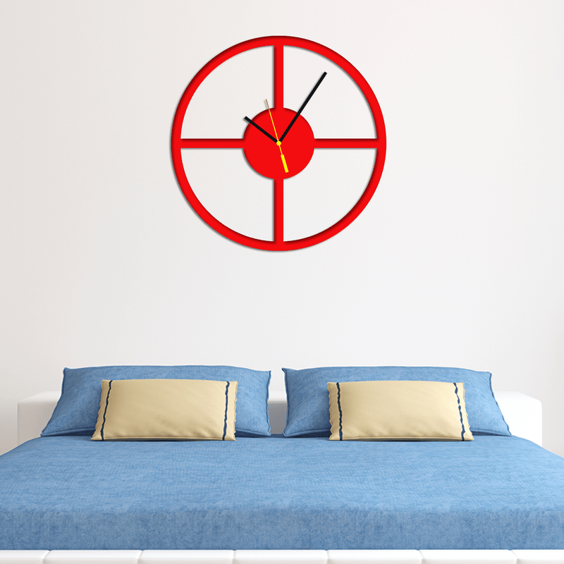 DECORGLANCE Wall Clocks Red Red Color Wooden Wall Clock