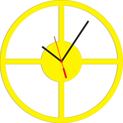 DECORGLANCE Wall Clocks Round Shape Yellow Color Wooden Wall Clock