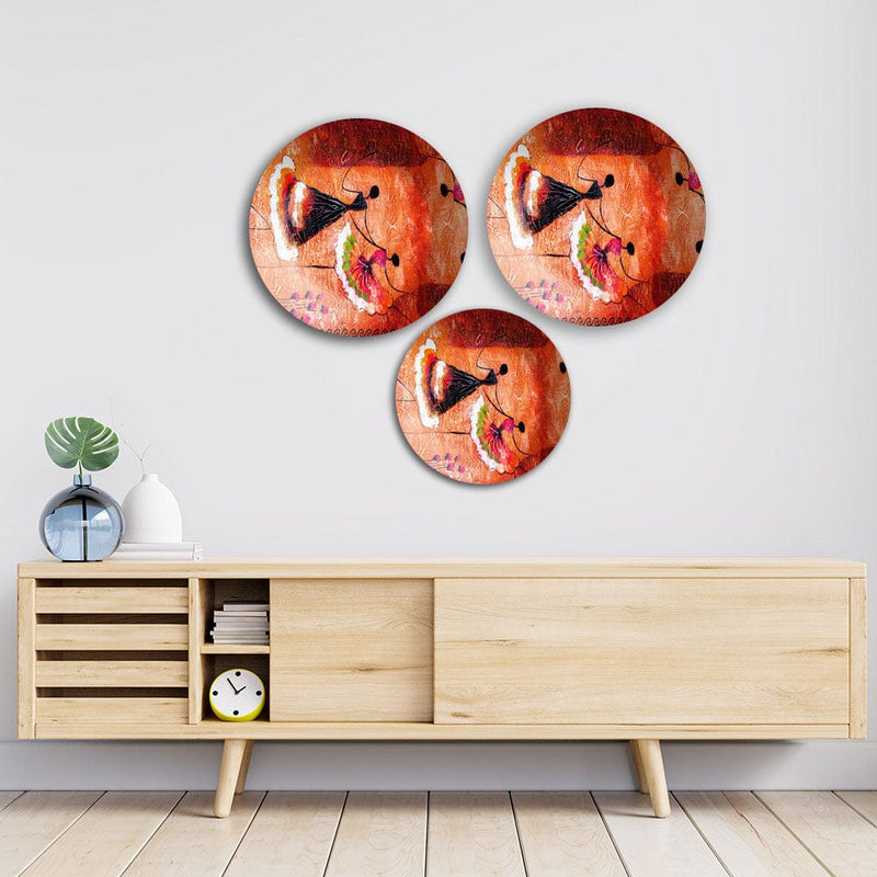 DecorGlance Wall Plates & Covers Spanish Dance Oil Color Art Wall Plates Painting Set of Three