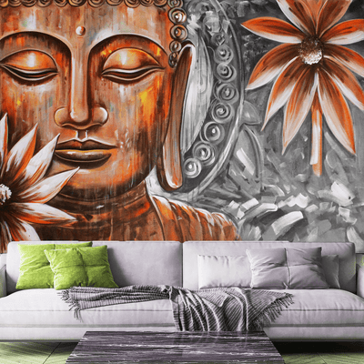 DecorGlance Wallpaper Pencil Color Portrait Buddha Digitally Printed Wallpaper