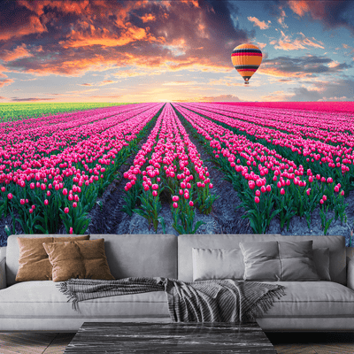 DecorGlance Wallpaper Pink Roses Canvas Digitally Printed Wallpaper