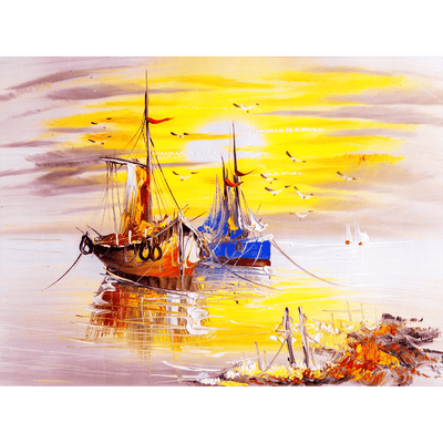 DecorGlance Wallpaper Sailing Boat Digitally Painting Wallpaper