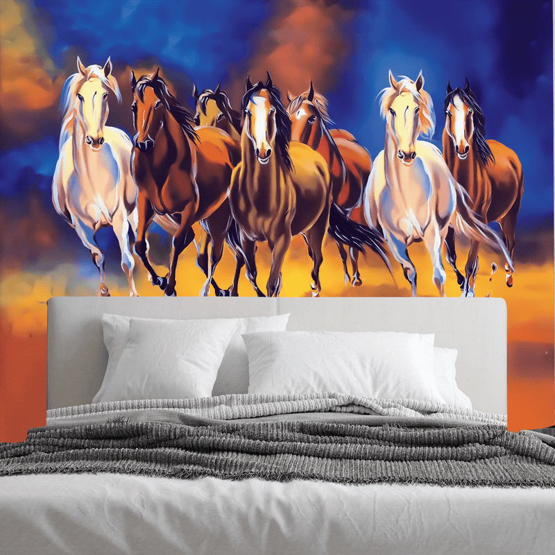 DecorGlance Wallpaper Seven Horses Running Digitally Printed Wallpaper