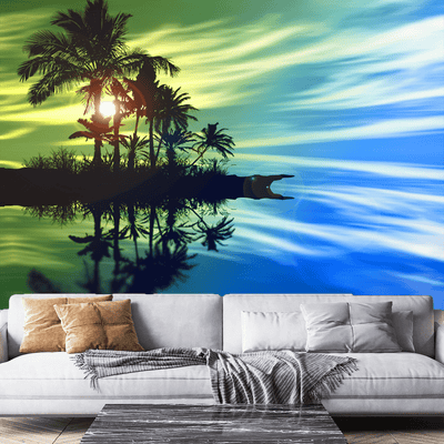 DecorGlance Wallpaper Sunset Landscape View Digitally Printed Wallpaper