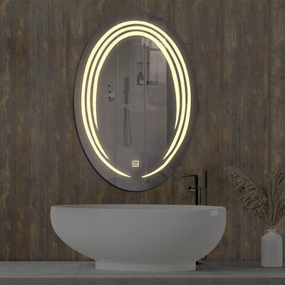 DecorGlance (15 x 22) inches Warm LED Oval Bathroom Mirror