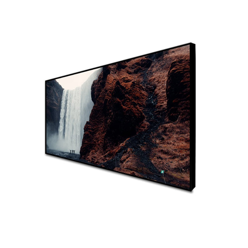 DecorGlance CANVAS PRINT BLACK FLOATING FRAME / (48x24) Inch / (121x60) Cm Water Fall View Canvas Floating Frame Wall Painting
