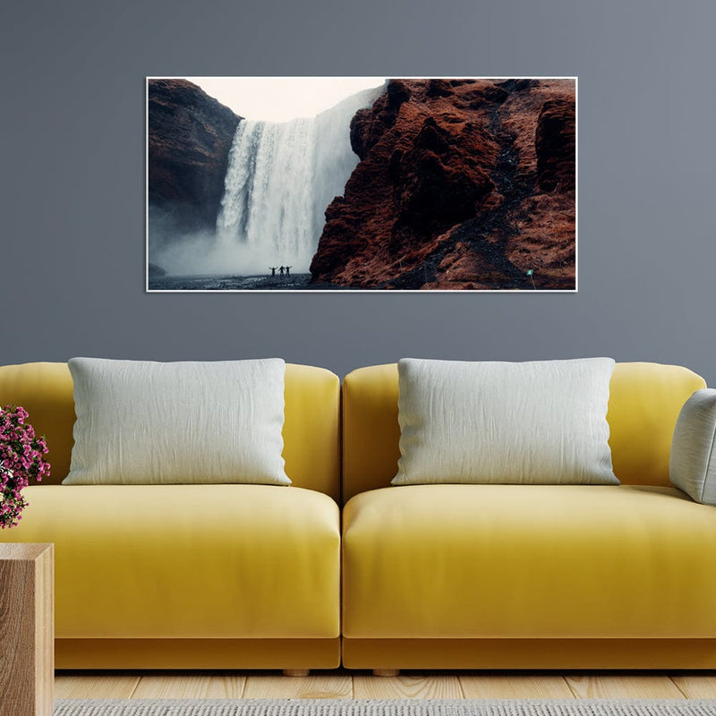 DecorGlance Water Fall View Canvas Floating Frame Wall Painting
