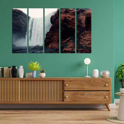 DecorGlance Water Fall View Canvas Wall Painting - With 5 Panel