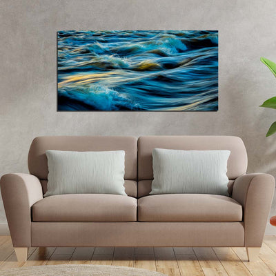 DecorGlance Water Waves Abstract Print On Canvas Wall Painting