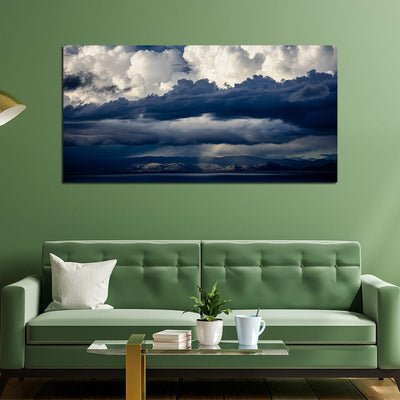 DecorGlance White & Blue Sky Print On Canvas Wall Painting