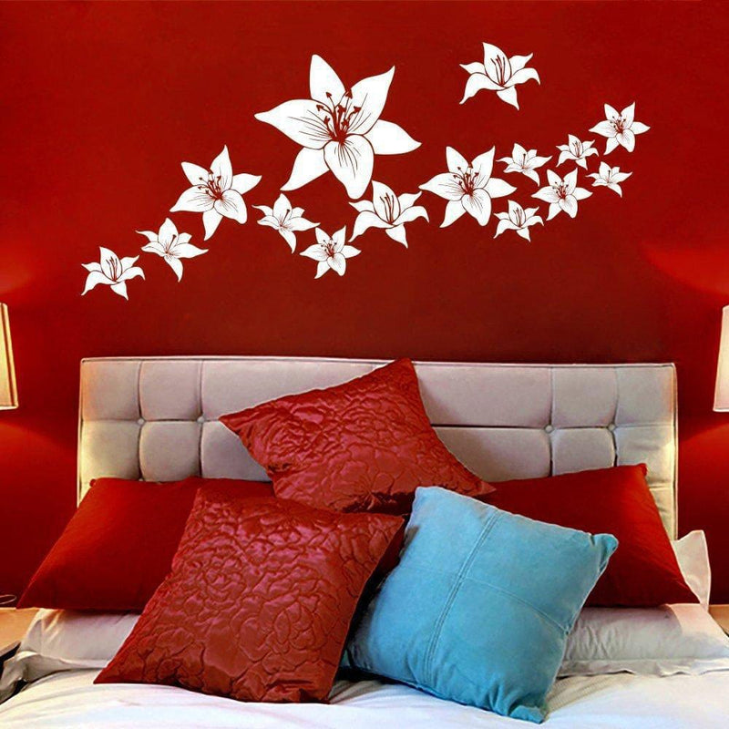 DECORGLANCE White Flower Floral Wall Sticker For Home Decor