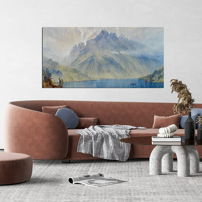 DecorGlance White Mountain Scenery Canvas Wall Painting