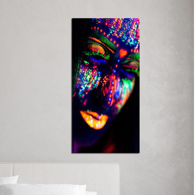DecorGlance Women With Neon Face Canvas Wall Painting
