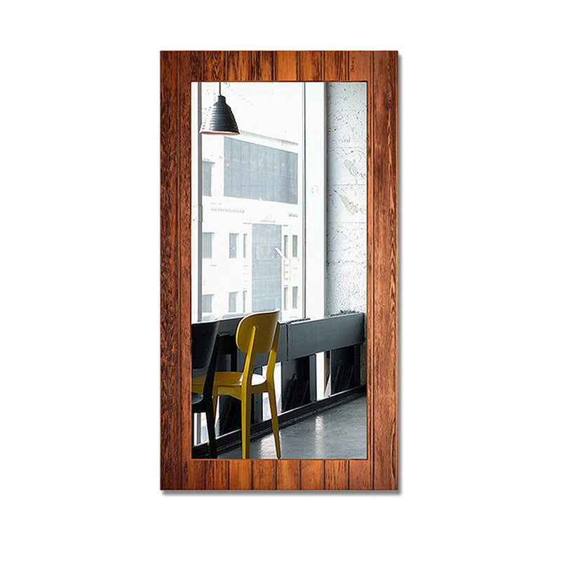 DecorGlance Wood Matte Finish Rectangular Wall Mirror