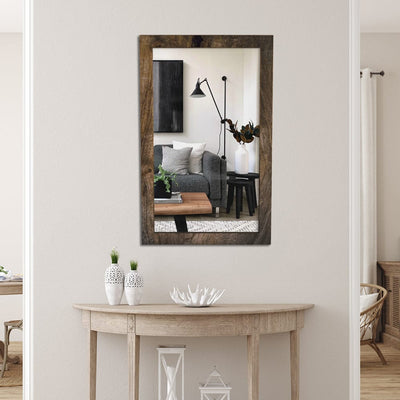 DecorGlance Wooden Walnut Mirror