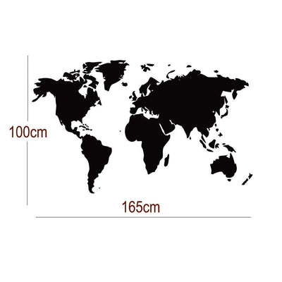 DECORGLANCE World Map Wall Sticker for office (Black) Self Adhesive Viny 165 x 100