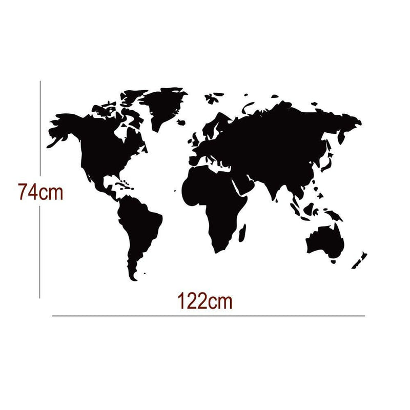 DECORGLANCE World Map Wall Sticker Medium Size White Color 122cm Width X 74cm