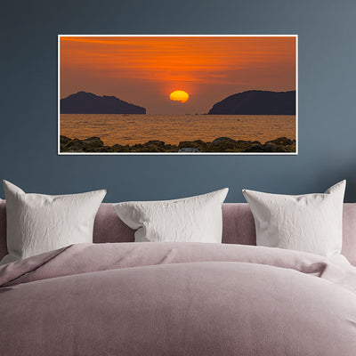 Beautiful Orange Sunset View Floating Frame Canvas Wall Painting