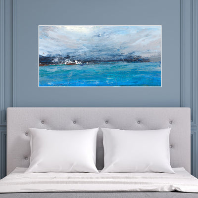Monochromatic Blue Abstract Canvas Floating Frame Wall Painting