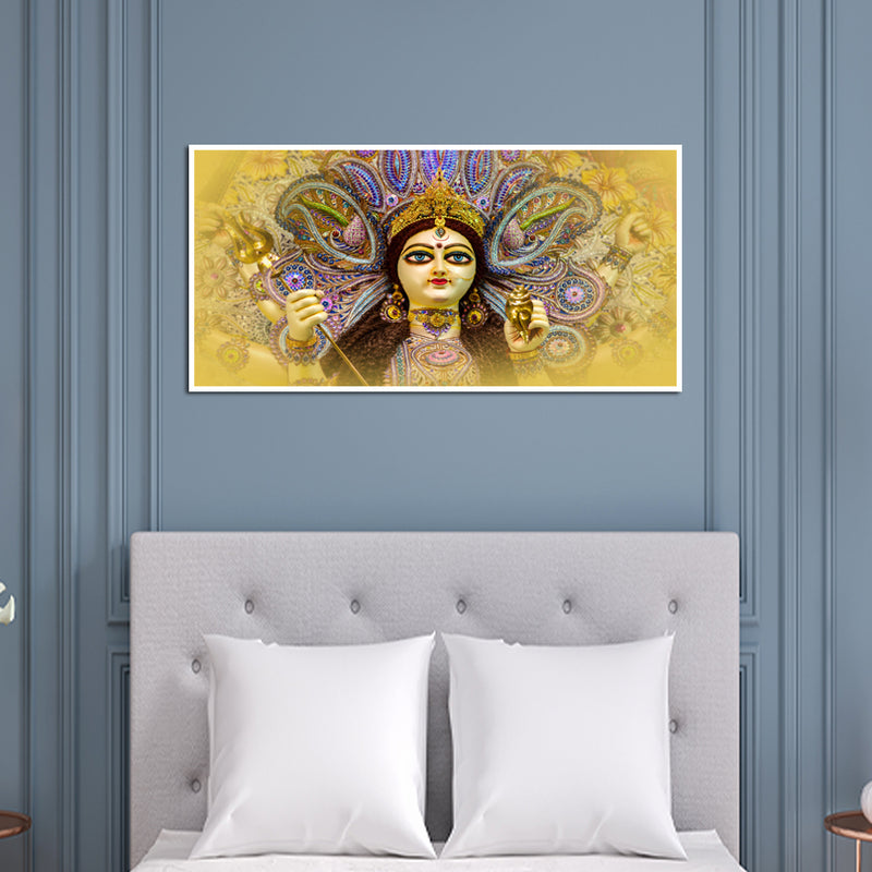 Elegant Durga Maa Face Floating Frame Canvas Wall Painting