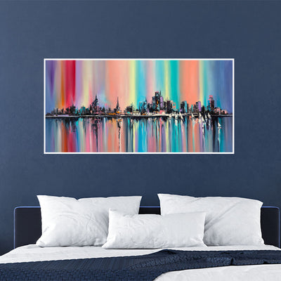 City View Abstract Canvas Floating Frame Wall Painting