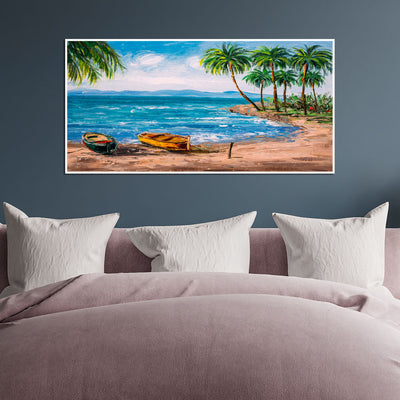 Beach View Canvas Floating Frame Print Wall Painting