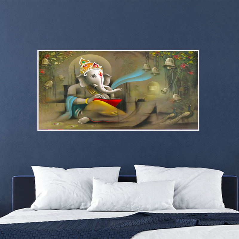 Lord Ganesha Beautiful View Canvas Floating Frame Wall Painting