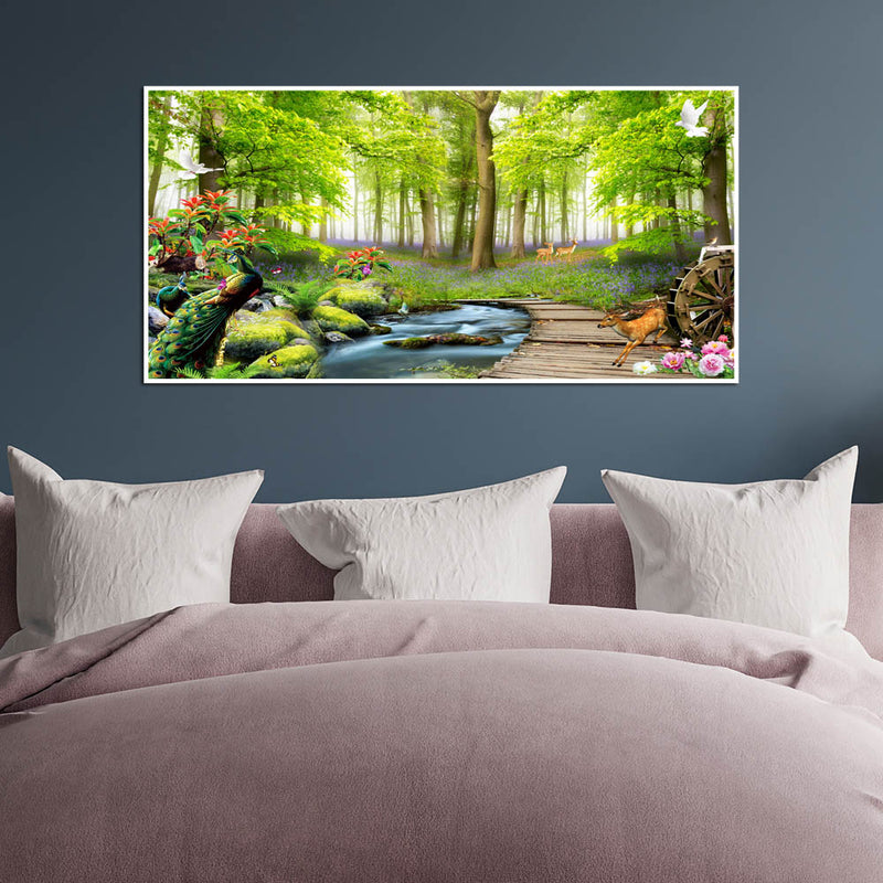 Beautiful Forest Scenery Floating Frame Canvas Wall Painting