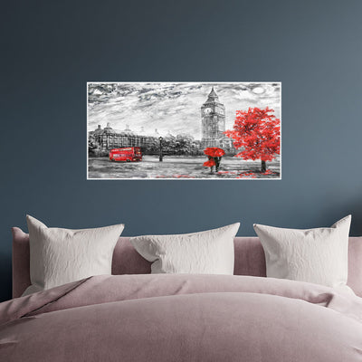 Couple In Paris Floating Frame Canvas Wall Painting