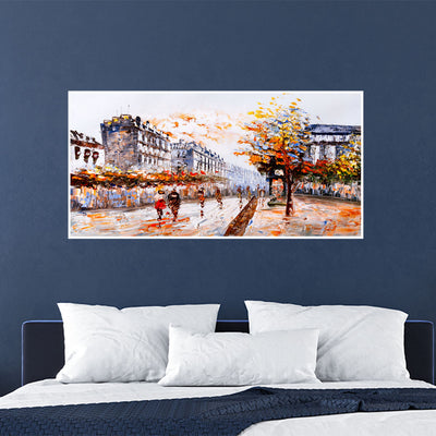 Beautiful City Road Abstract Canvas Floating Frame Painting
