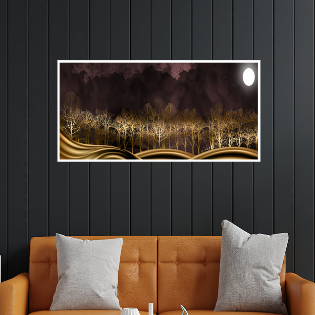 Golden Tree Canvas Floating Frame Wall Painting