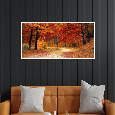 Autumn Trees Scenery Canvas Floating Frame Wall Painting