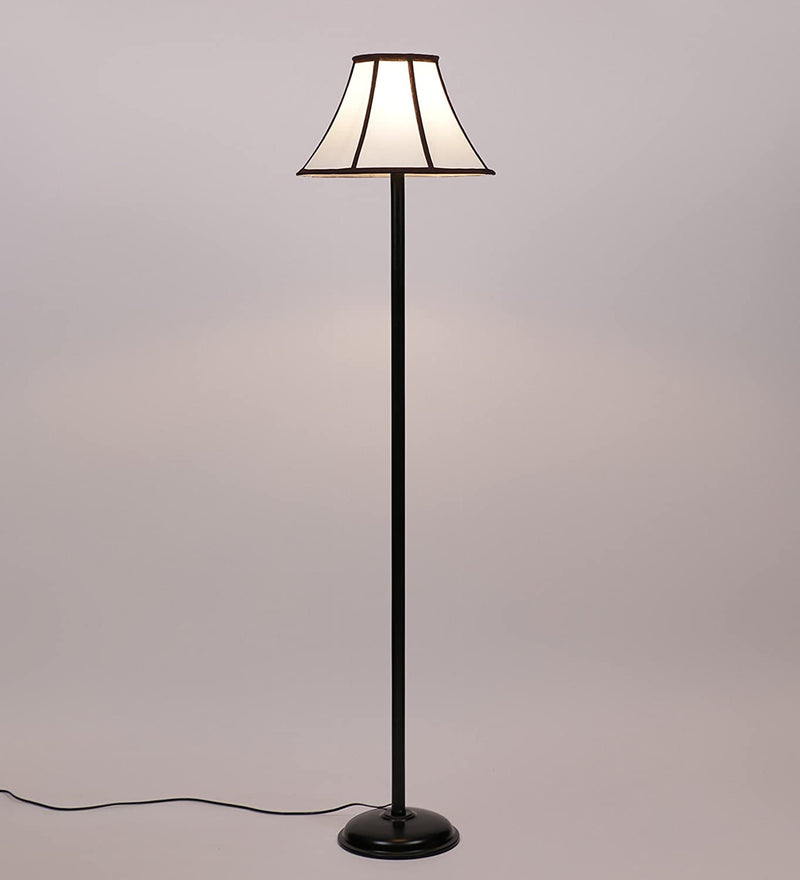 DecorGlance Wrought Iron Cotton Off White Floor Standing Lamp (Off White)