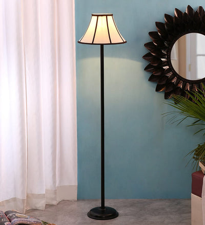 DecorGlance Wrought Iron Cotton Off White Floor Standing Lamp (Off White)