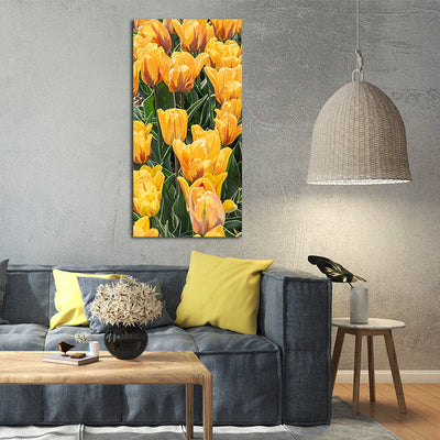 DecorGlance Yellow Tulip Canvas Wall Painting